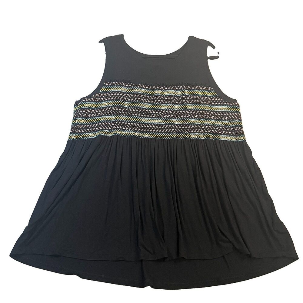 Torrid Super Soft Knit Smocked Black Tank Top Sleeveless Flowy Womens Size 3X